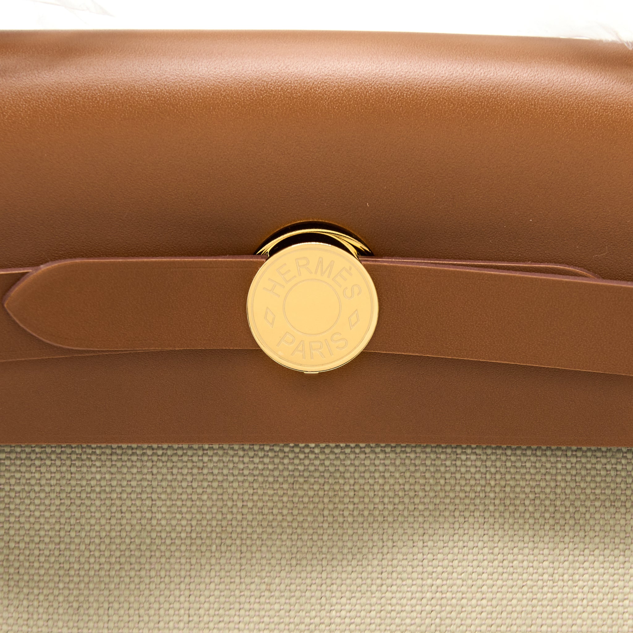 HERMES HERBAG ZIP 31 BAG LEATHER/CANVAS BENTON/FAUVE GHW