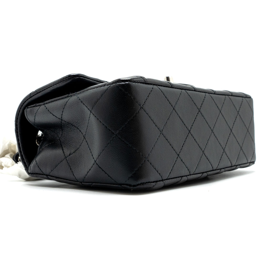 CHANEL CLASSIC MINI RECTANGULAR FLAP BAG LAMBSKIN BLACK SHW (MICROCHIP)