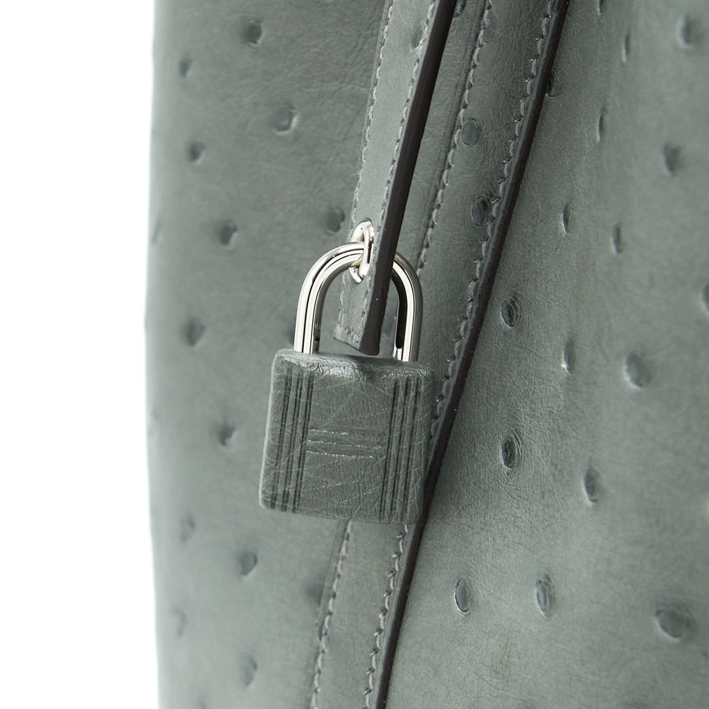 HERMES PICOTIN 18 LOCK BAG OSTRICH GRIS MEYER SHW