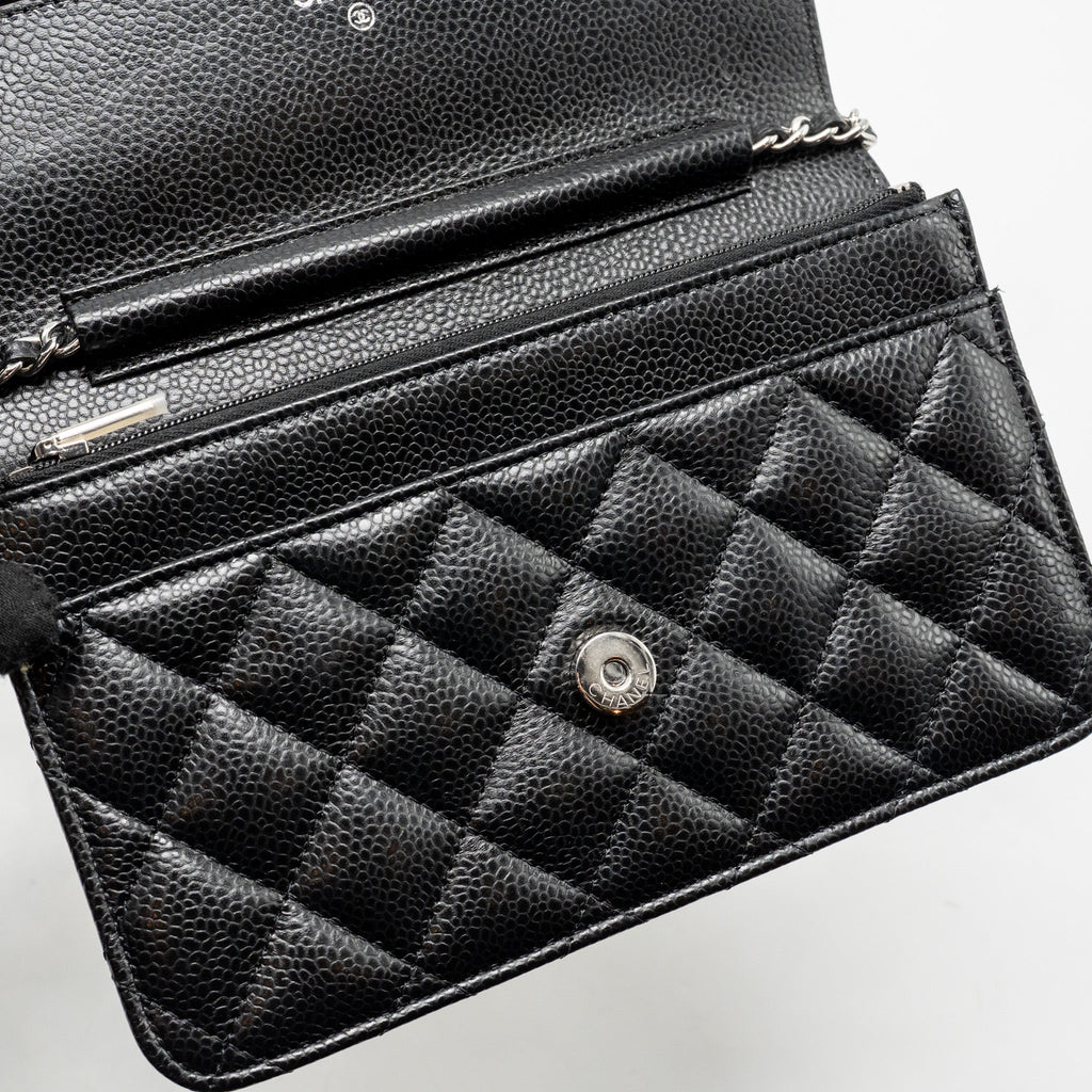 CHANEL CLASSIC WALLET ON CHAIN CAVIAR BLACK SHW (MICROCHIP)