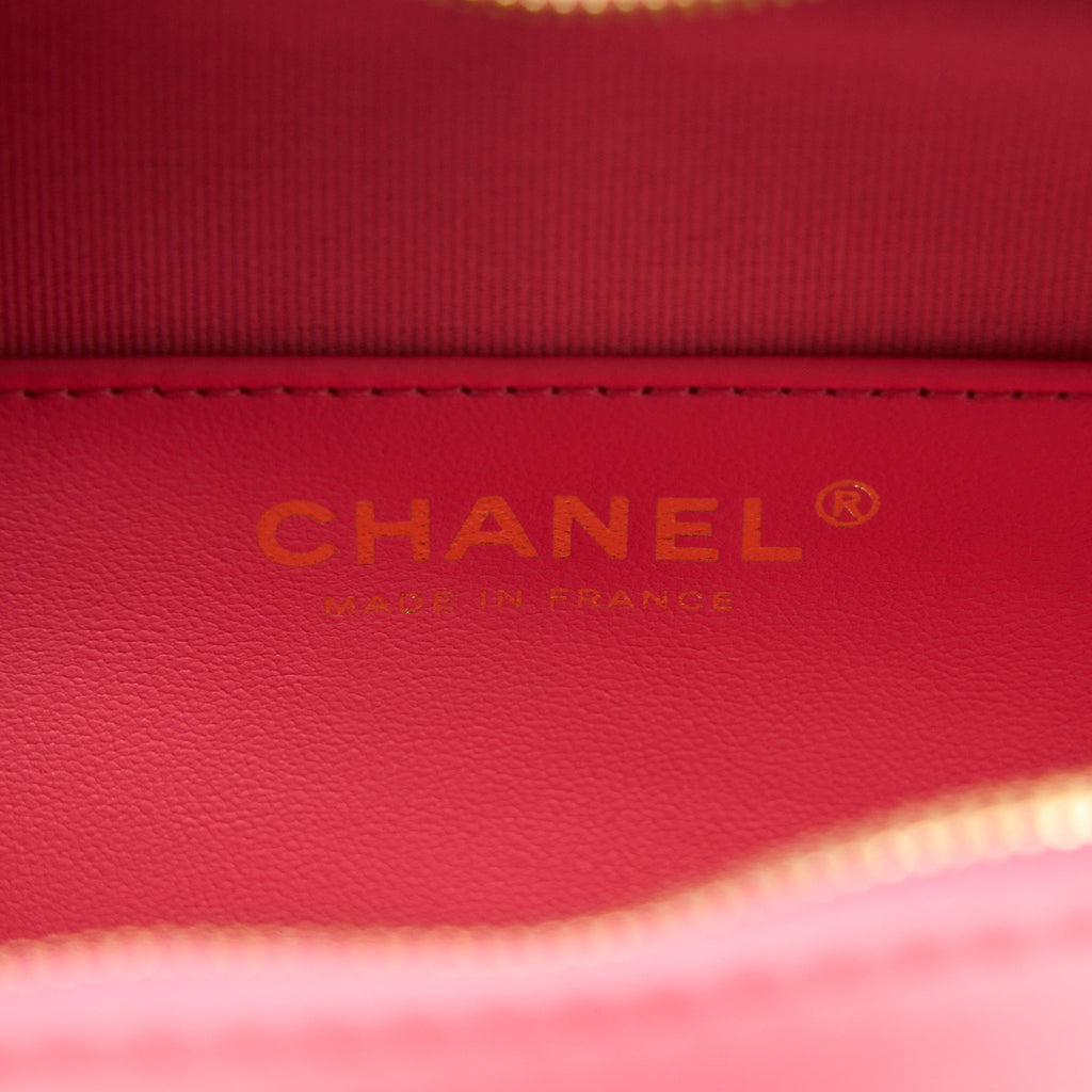 CHANEL 22S HEART BAG LAMBSKIN PINK LGHW (MICROCHIP)