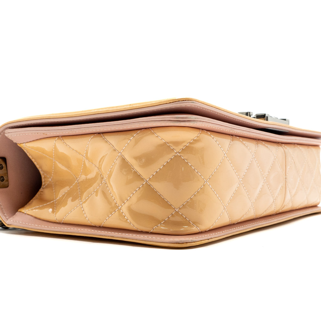 CHANEL NEW MEDIUM BOY BAG PATENT PINK SHW