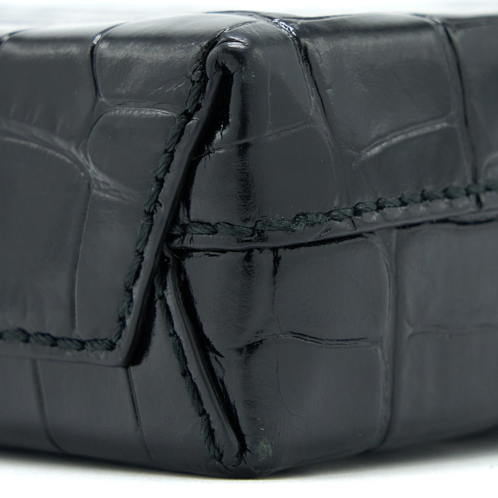 BALENCIAGA MINI SHOPPING PHONE POUCH CORO-EMBOSS CALFSKIN BLACK SHW