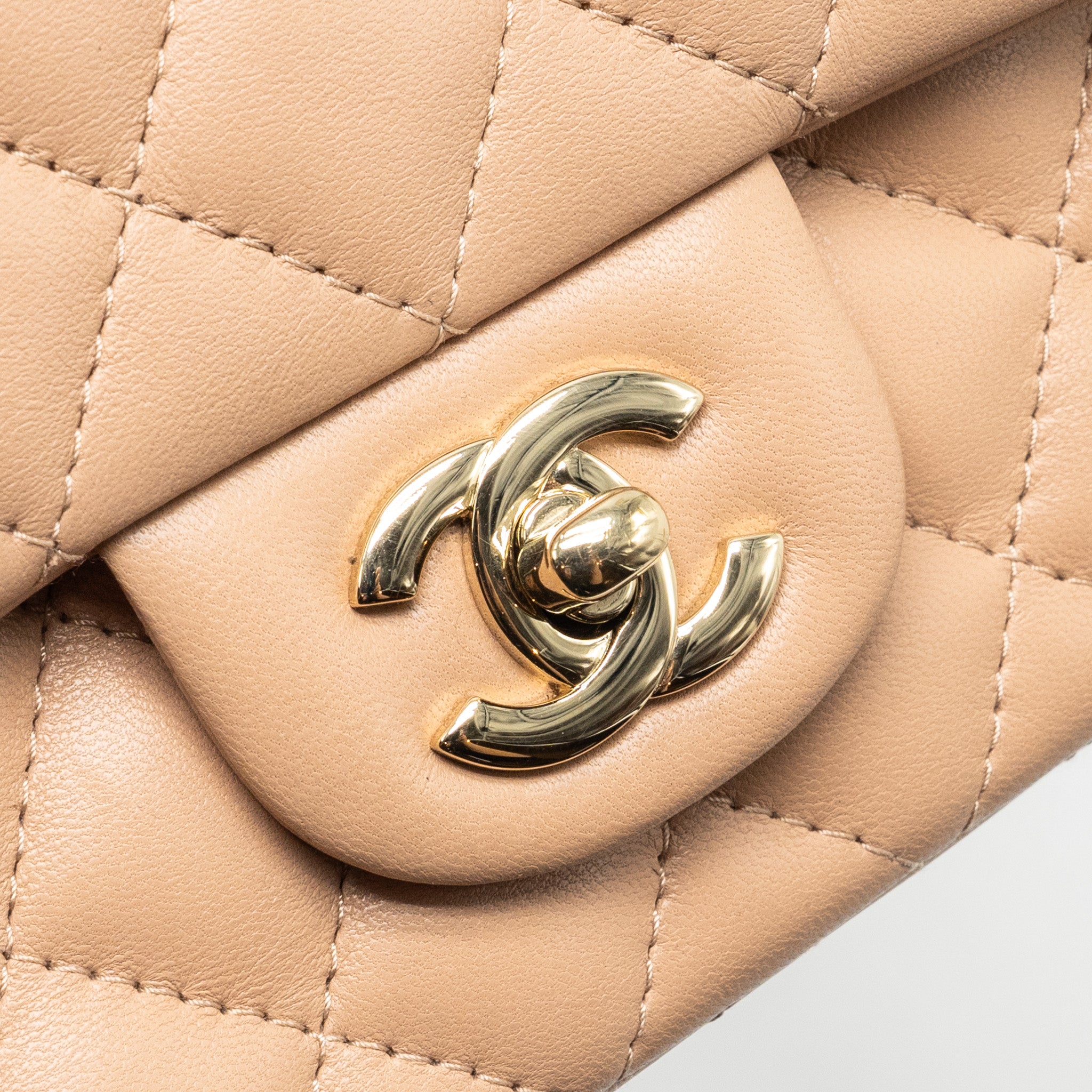 CHANEL MINI RECTANGULAR FLAP BAG LAMBSKIN LIGHT BEIGE LGHW (MICROCHIP)