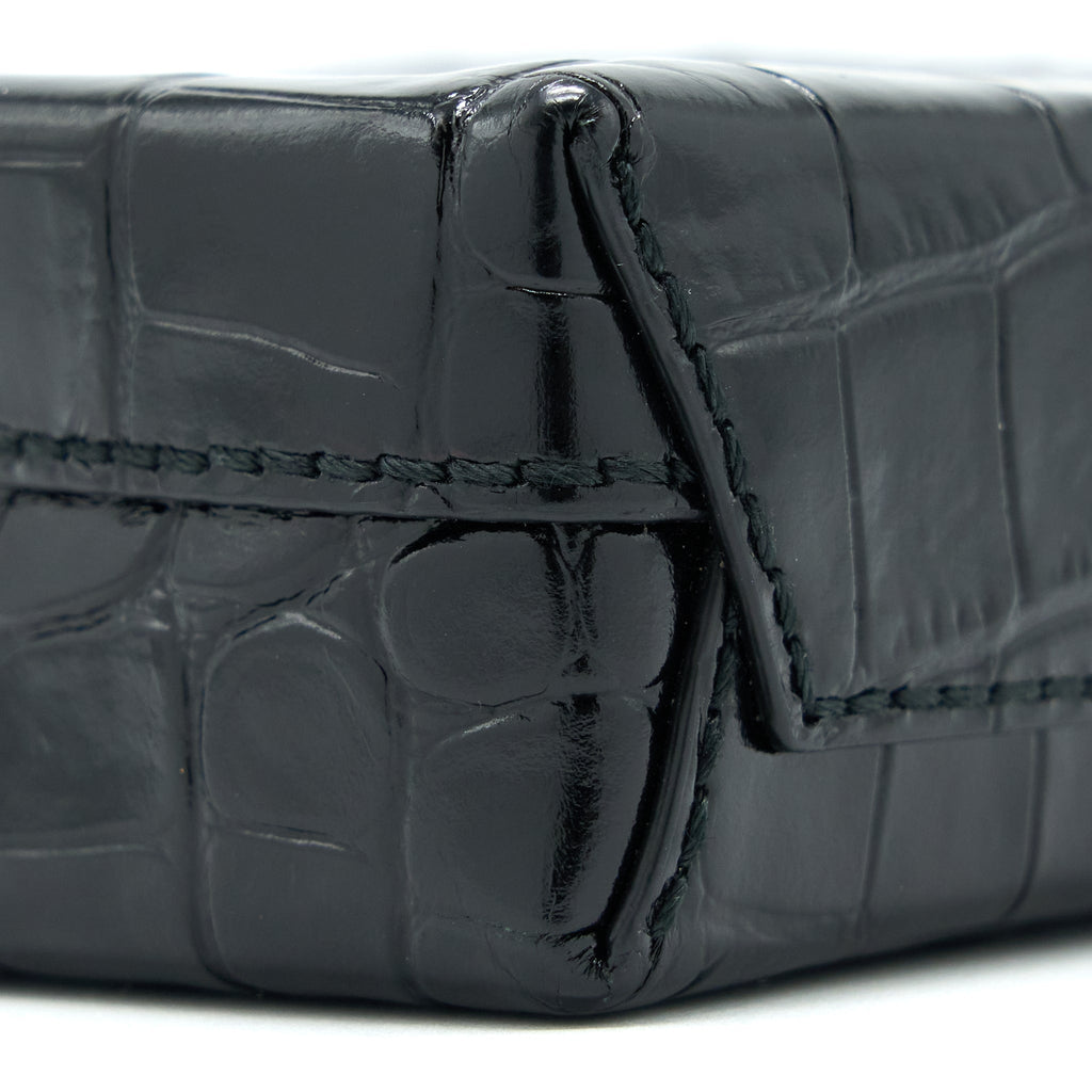 BALENCIAGA MINI SHOPPING PHONE POUCH CORO-EMBOSS CALFSKIN BLACK SHW