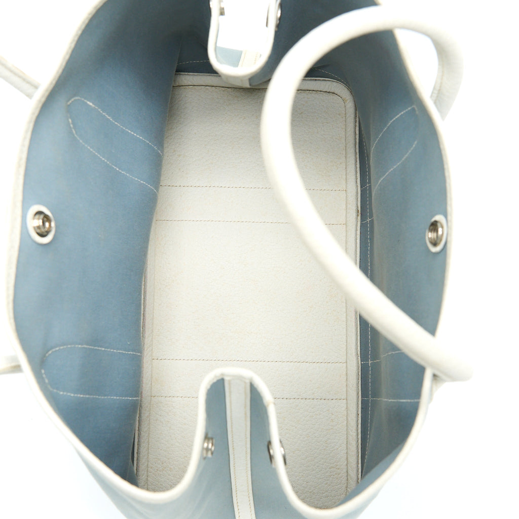 HERMES GARDEN PARTY 36 LEATHER/CANVAS LIGHT BLUE/BLANC SHW