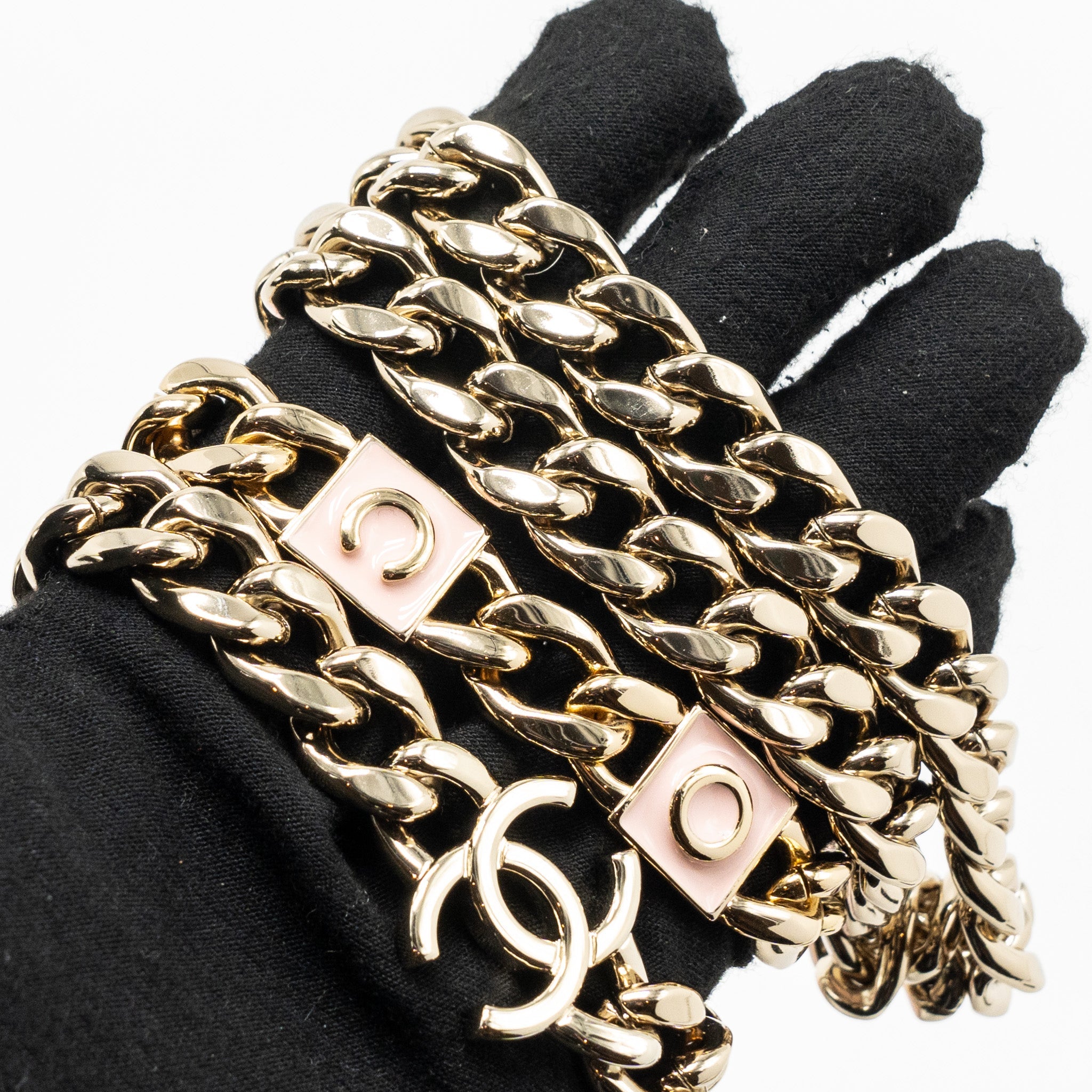 CHANEL MINI VANITY CASE WITH GIANT CHAIN LAMBSKIN PINK LGHW