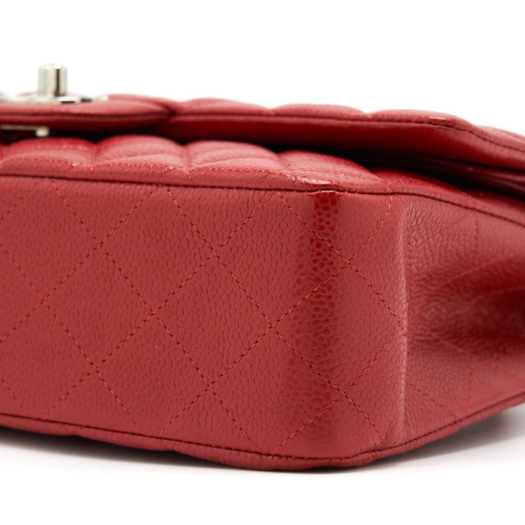CHANEL CLASSIC DOUBLE FLAP BAG CAVIAR RED SHW