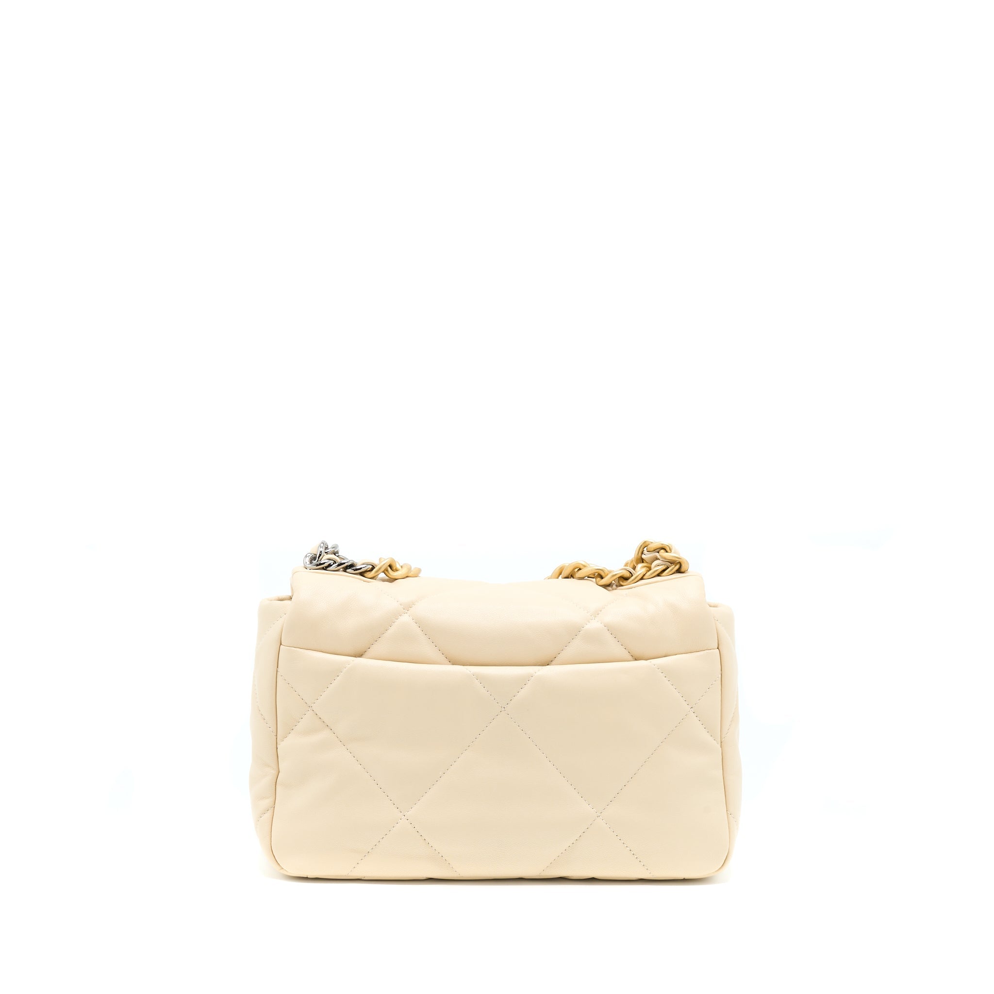 CHANEL SMALL 19 BAG GOATSKIN BEIGE WITH MULTICOLOUR HARDWARE