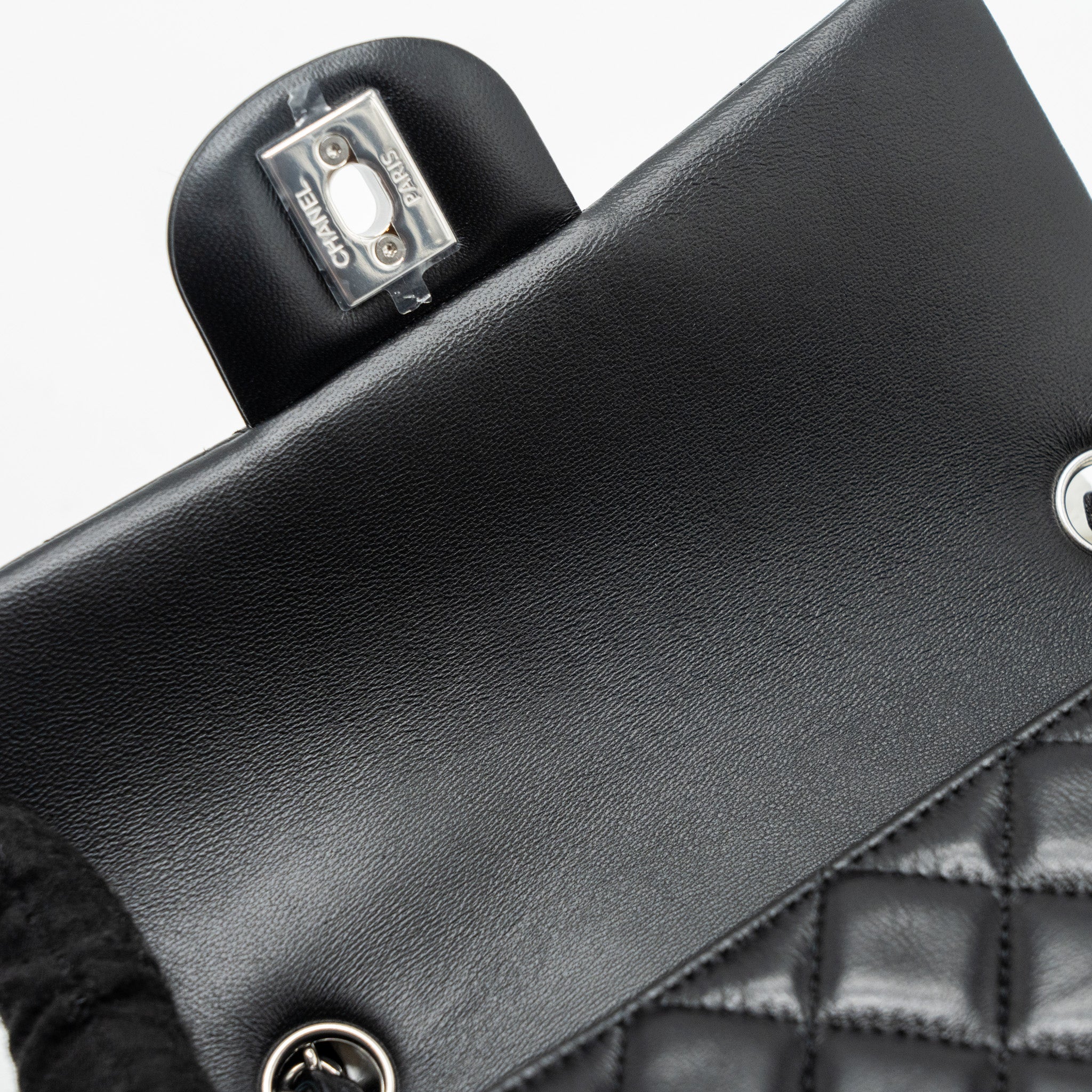 CHANEL CLASSIC MINI RECTANGULAR FLAP BAG LAMBSKIN BLACK SHW (MICROCHIP)