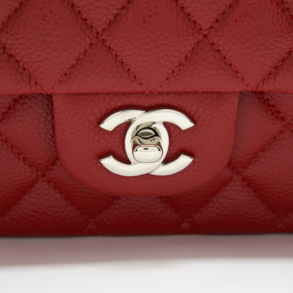 CHANEL CLASSIC DOUBLE FLAP BAG CAVIAR RED SHW
