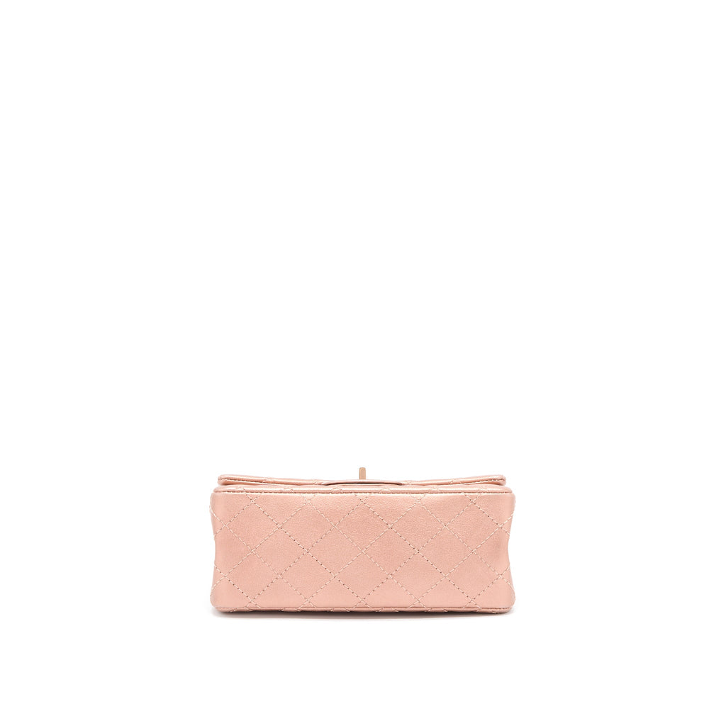 CHANEL MINI 2.55 REISSUE FLAP BAG CALFSKIN METALLIC PINK BRUSHED GOLD (MICROCHIP)