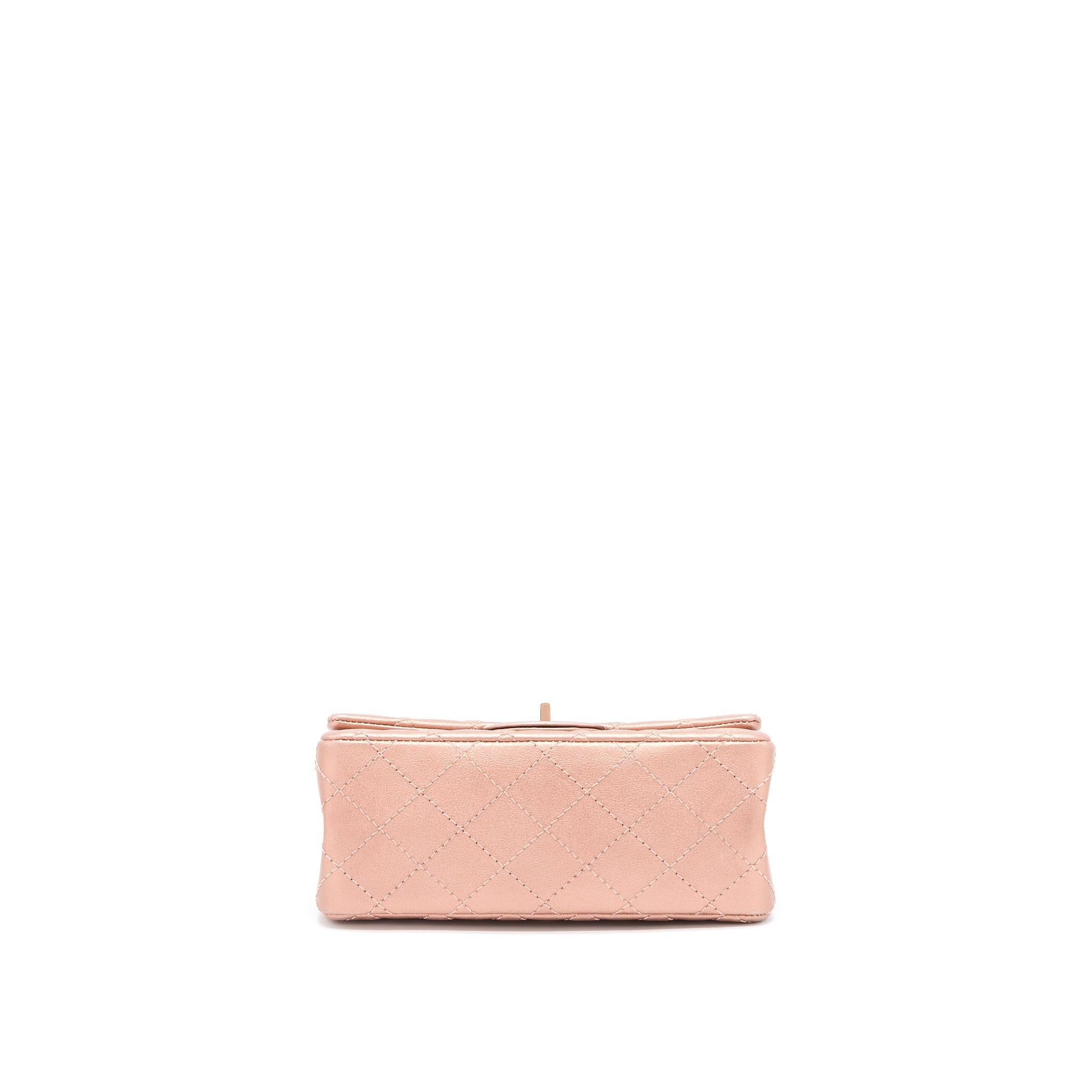CHANEL MINI 2.55 REISSUE FLAP BAG CALFSKIN METALLIC PINK BRUSHED GOLD (MICROCHIP)