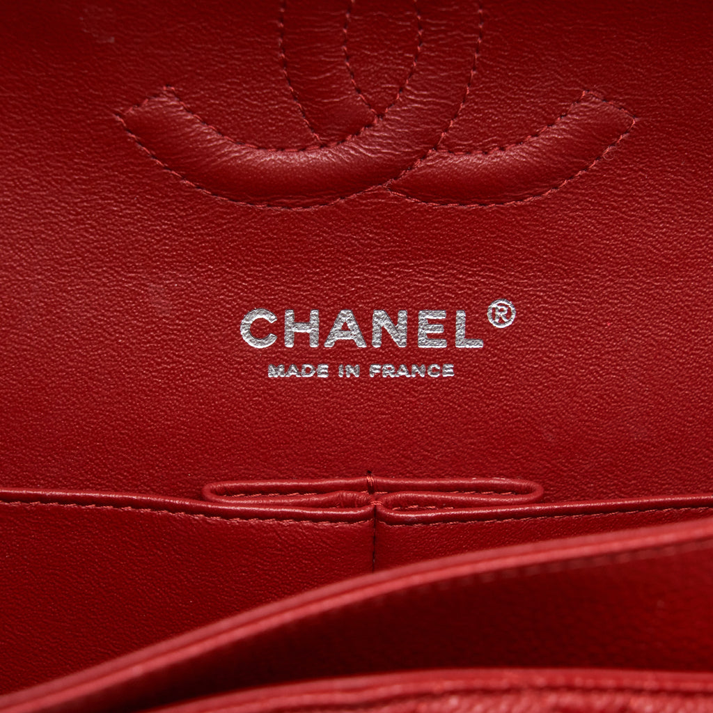 CHANEL CLASSIC DOUBLE FLAP BAG CAVIAR RED SHW