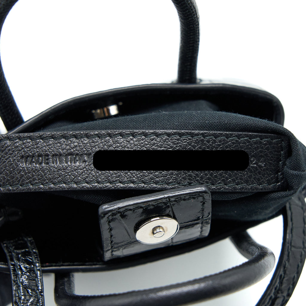 BALENCIAGA MINI SHOPPING PHONE POUCH CORO-EMBOSS CALFSKIN BLACK SHW