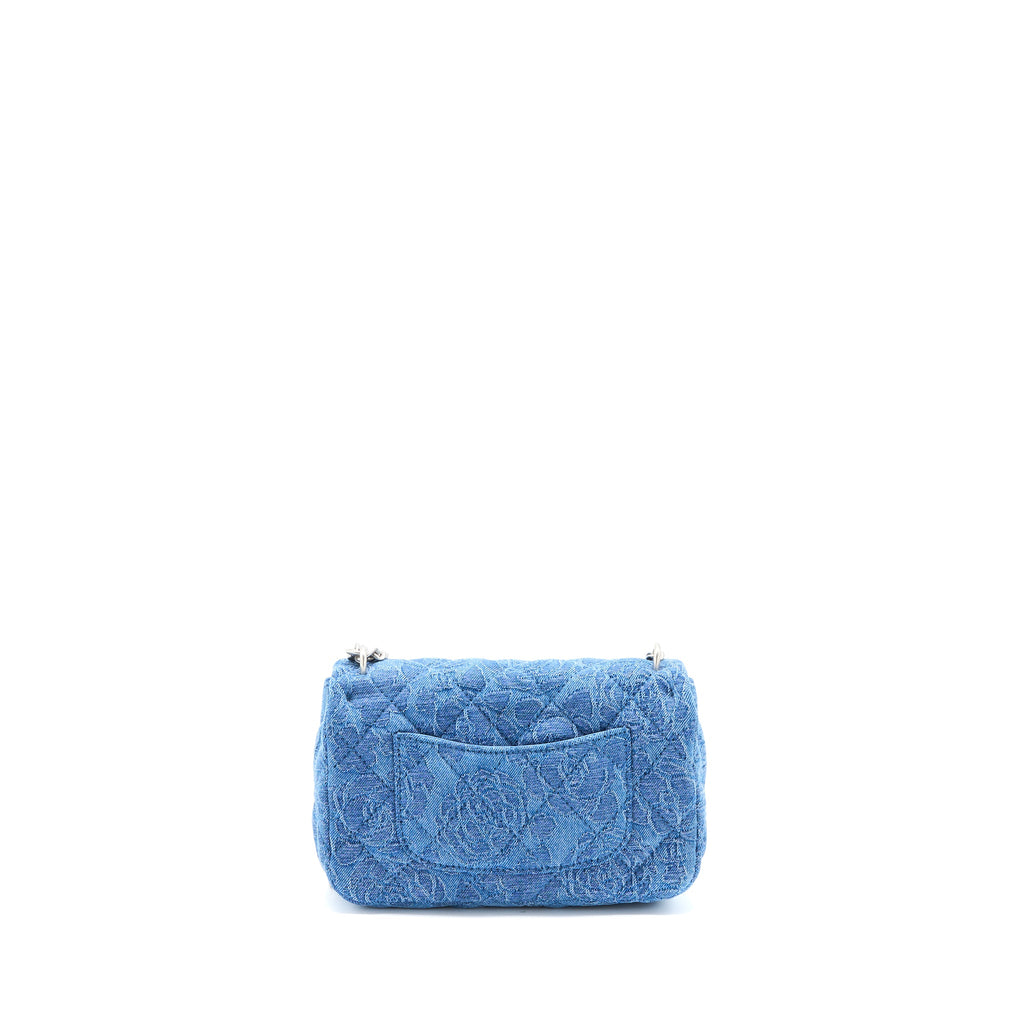 CHANEL 23P MINI COCO LOVE FLAP BAG CAMELLIA DENIM BLUE SHW (MICROCHIP)