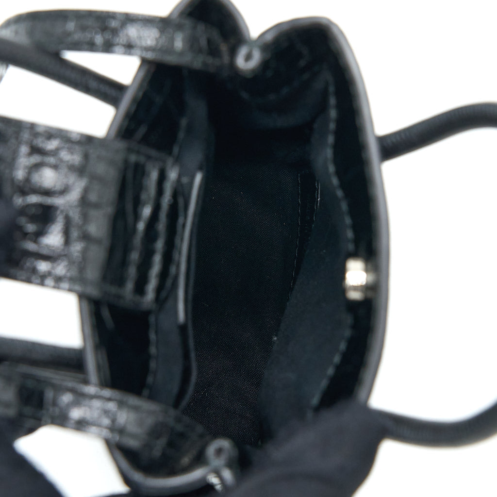 BALENCIAGA MINI SHOPPING PHONE POUCH CORO-EMBOSS CALFSKIN BLACK SHW