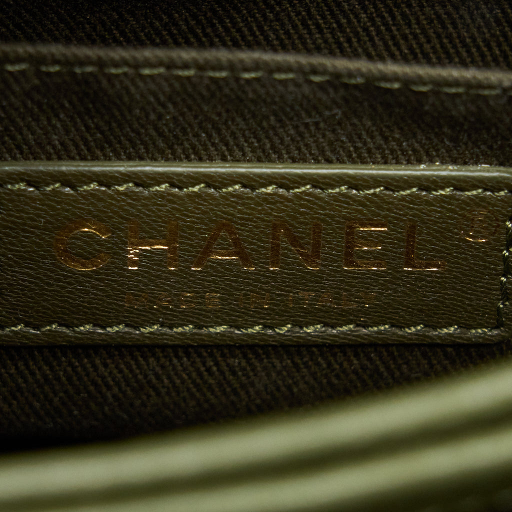 CHANEL SMALL TOP HANDLE TOTE CALFSKIN GREEN LGHW