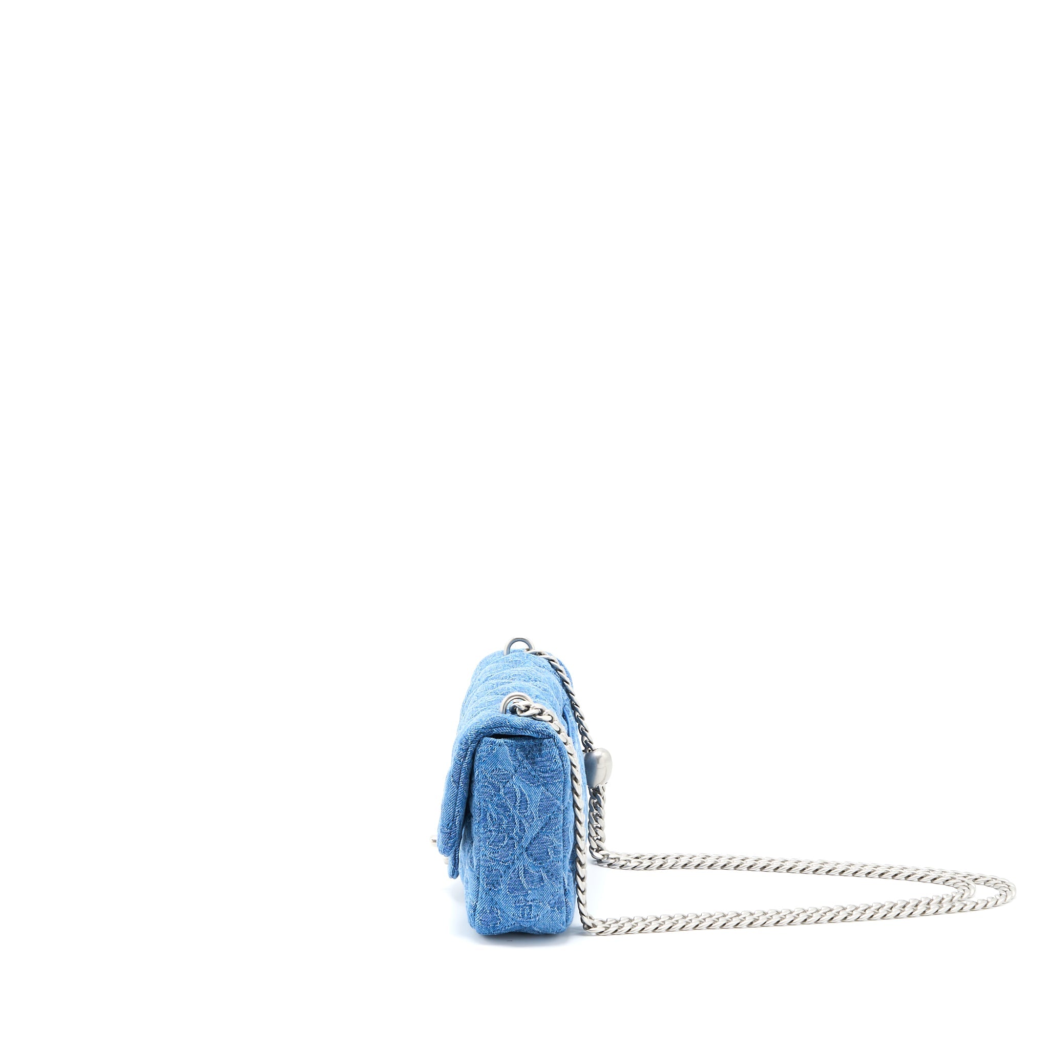 CHANEL 23P MINI COCO LOVE FLAP BAG CAMELLIA DENIM BLUE SHW (MICROCHIP)