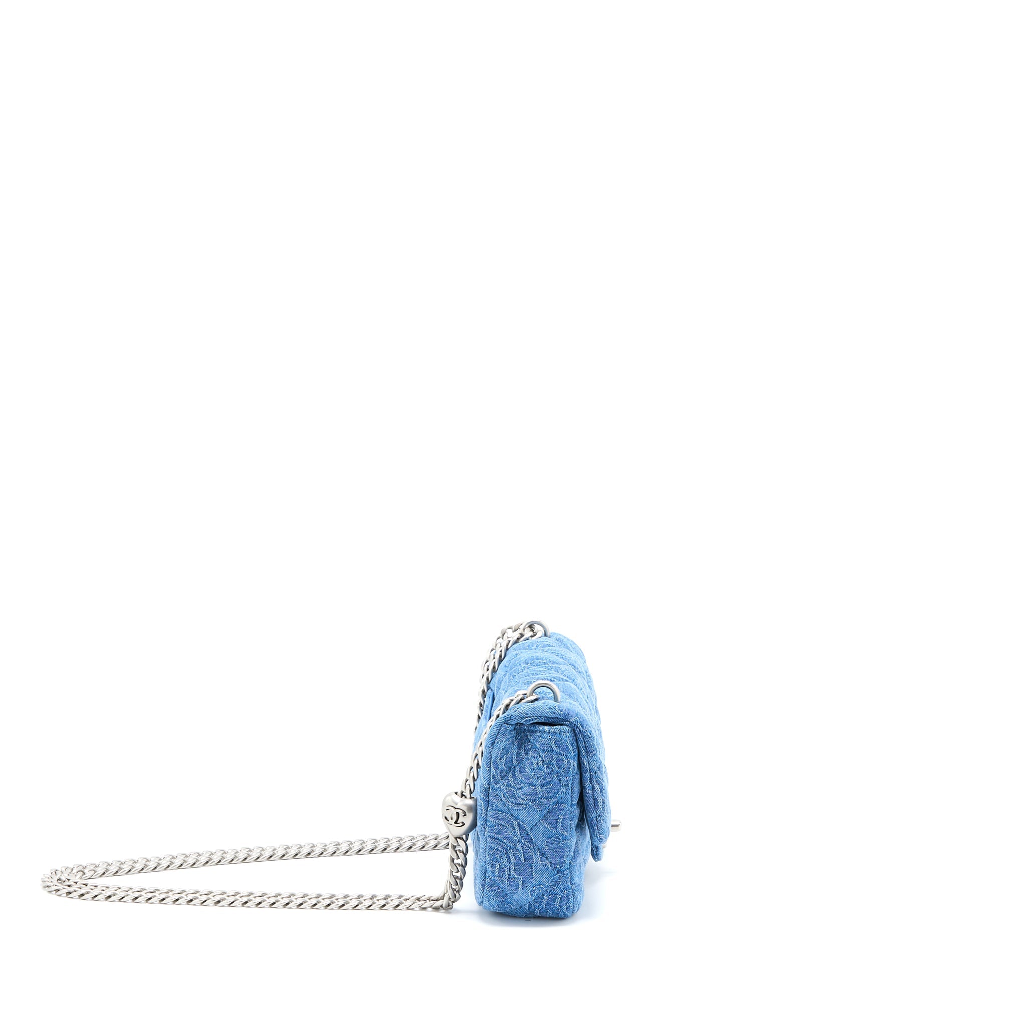 CHANEL 23P MINI COCO LOVE FLAP BAG CAMELLIA DENIM BLUE SHW (MICROCHIP)
