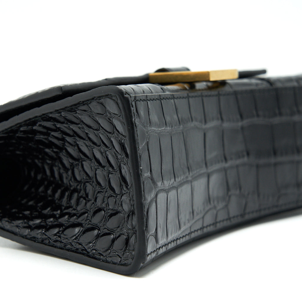 BALENCIAGA HOURGLASS XS EMBOSSED CALFKSIN BLACK GHW