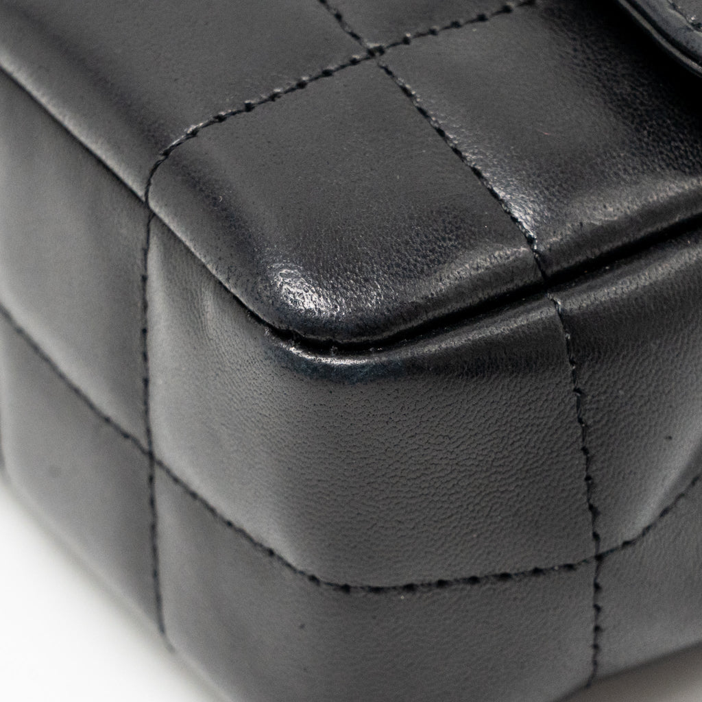 CHANEL CAMELLIA MINI FLAP SHOULDER BAG LAMBSKIN BLACK GHW