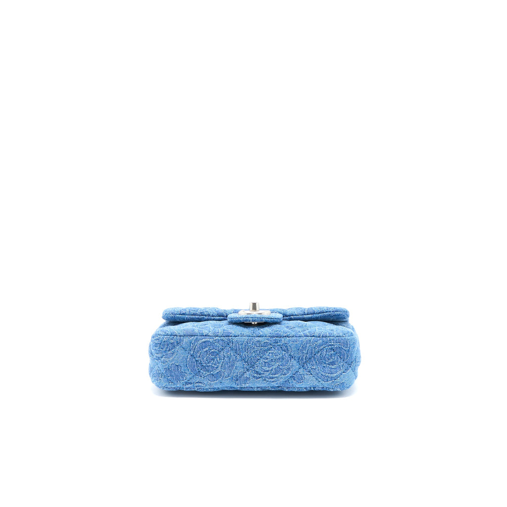 CHANEL 23P MINI COCO LOVE FLAP BAG CAMELLIA DENIM BLUE SHW (MICROCHIP)