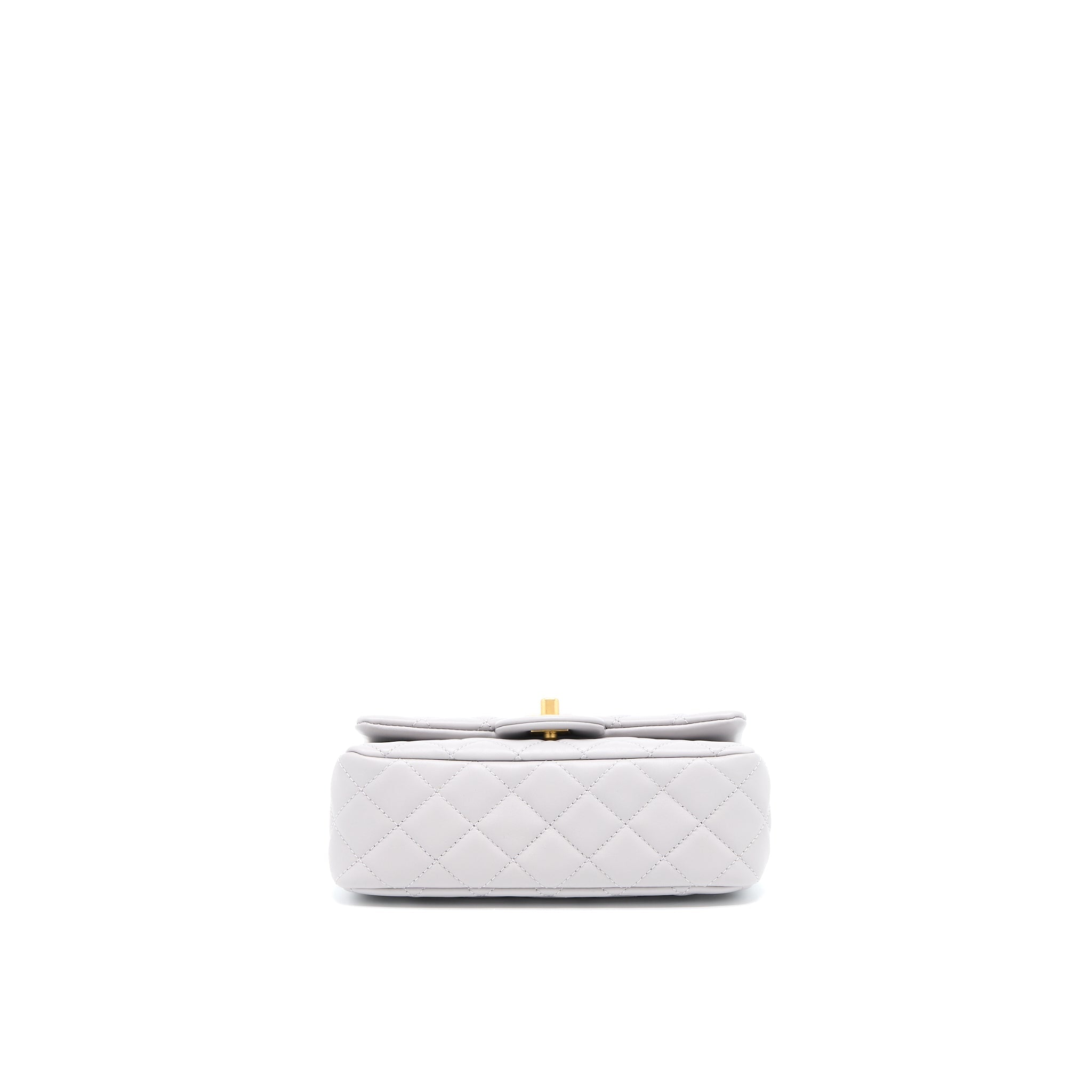 CHANEL PEARL CRUSH MINI RECTANGULAR LAMBSKIN GREY BRUSHED GHW (MICROCHIP)
