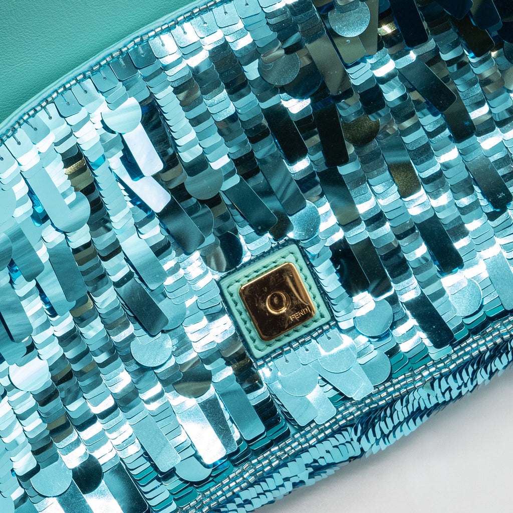FENDI BAGUETTE BAG SEQUIN / LEATHER BLUE GHW