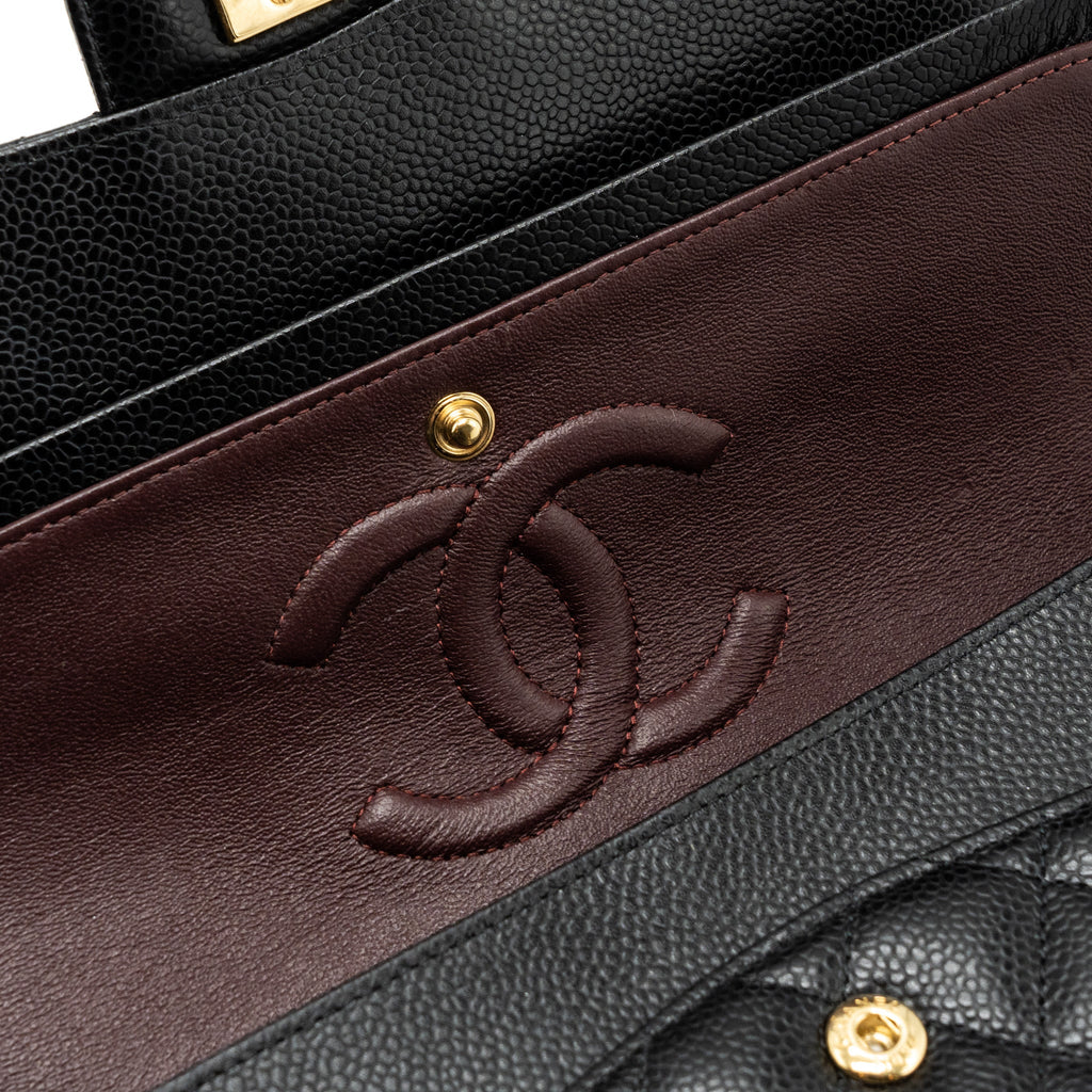 CHANEL MEDIUM CLASSIC DOUBLE FLAP BAG CAVIAR BLACK GHW