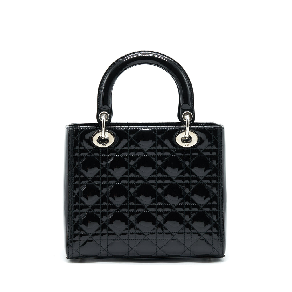 DIOR MEDIUM LADY DIOR PATENT LEATHER BLACK SHW