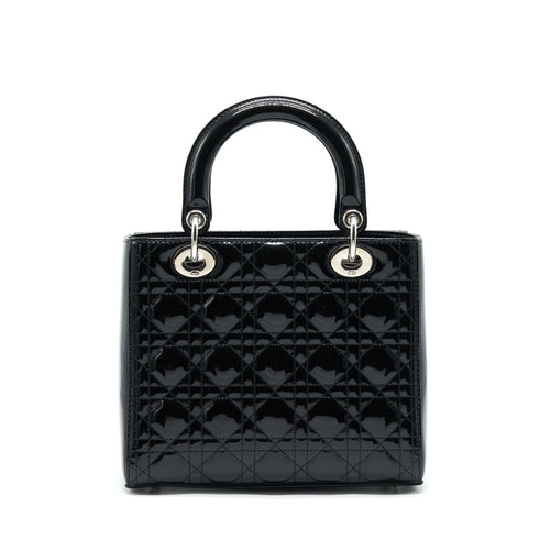 DIOR MEDIUM LADY DIOR PATENT LEATHER BLACK SHW