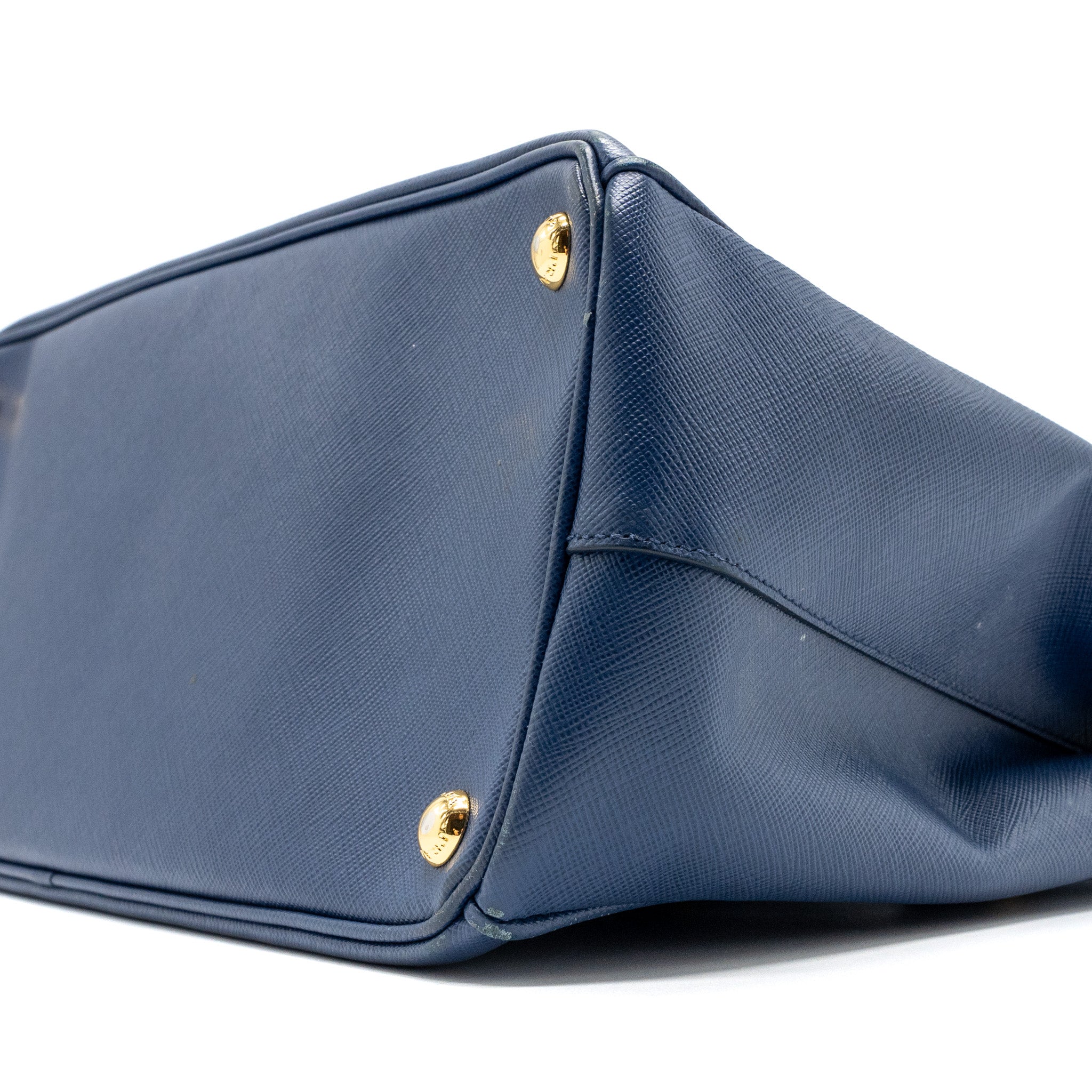 PRADA DOUBLE ZIP TOTE BAG SAFFIANO CALFSKIN BLUE GHW