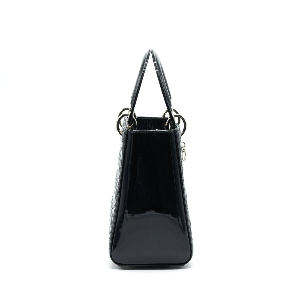 DIOR MEDIUM LADY DIOR PATENT LEATHER BLACK SHW