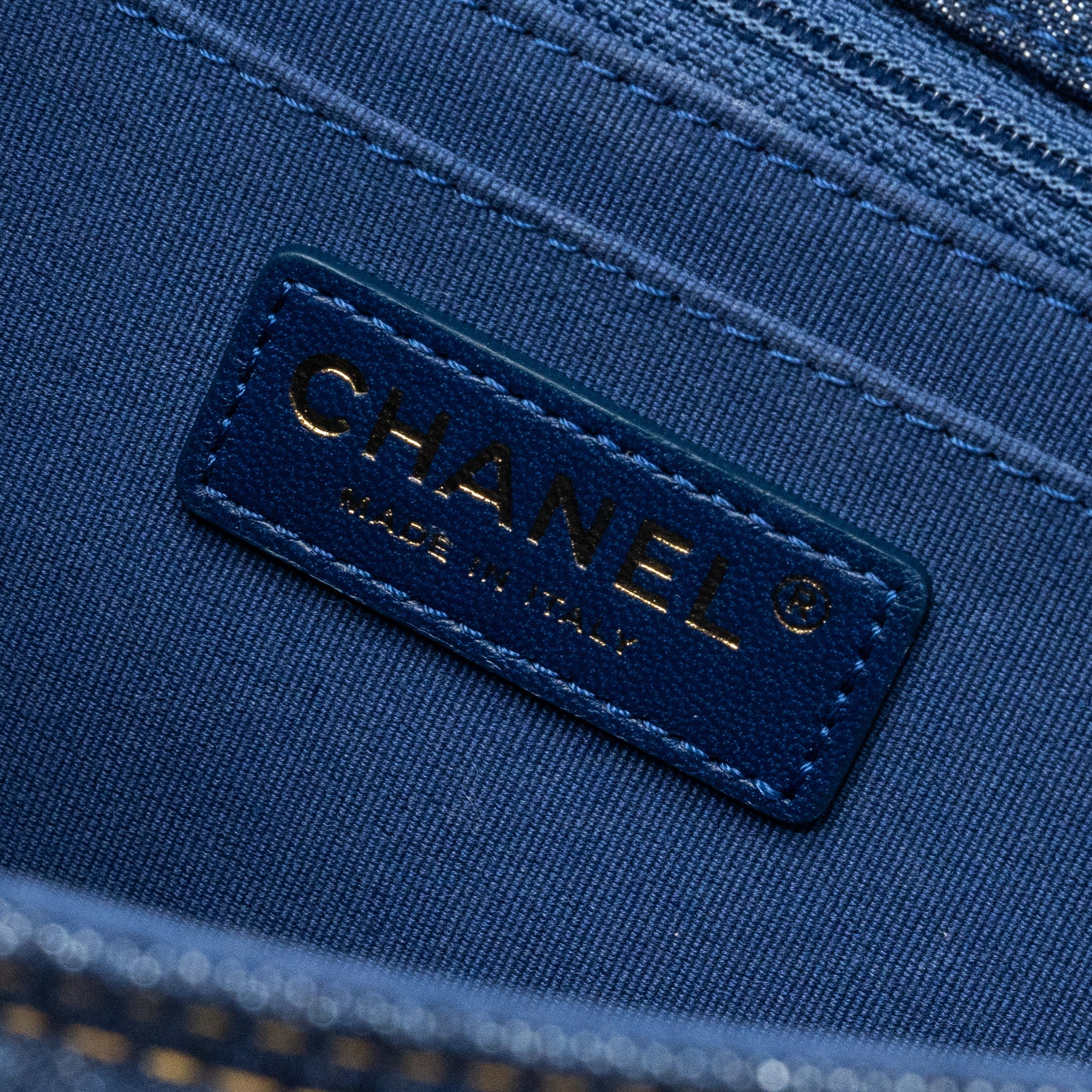 CHANEL 23S FLAP BACKPACK DENIM BLUE WITH GHW (MICROCHIP)