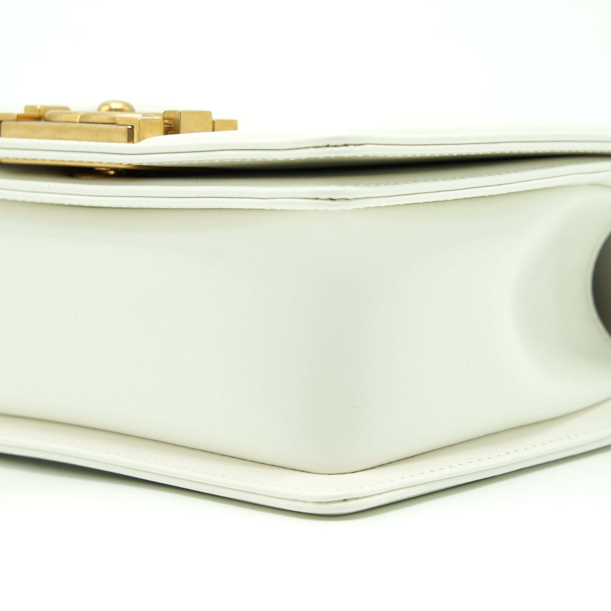 CHANEL MINI BOY HANDBAG CALFSKIN WHITE GHW (MICROCHIP)