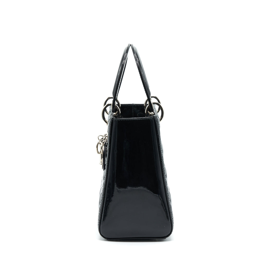 DIOR MEDIUM LADY DIOR PATENT LEATHER BLACK SHW