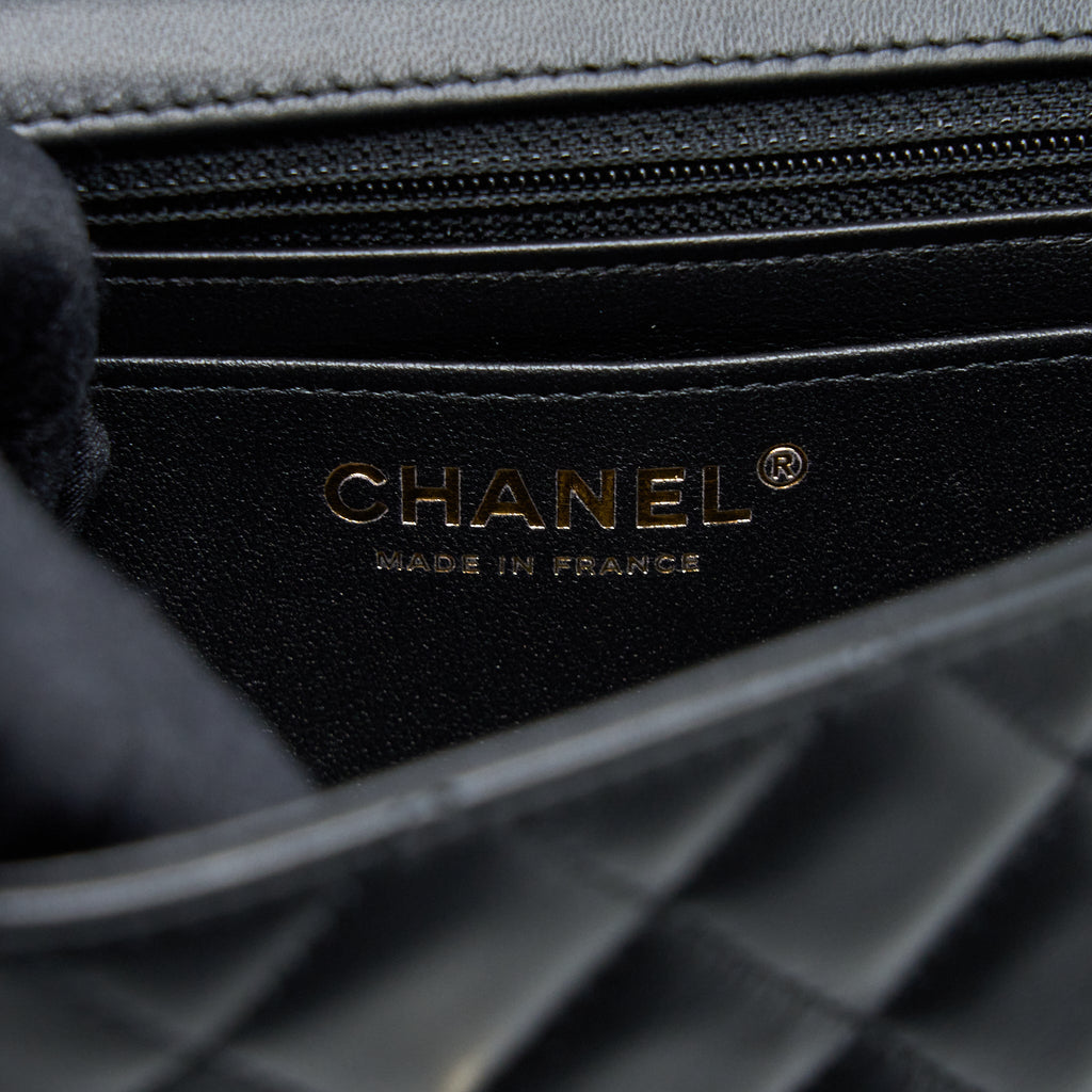 CHANEL CLASSIC MINI RECTANGULAR FLAP BAG LAMBSKIN BLACK LGHW (MICROCHIP)