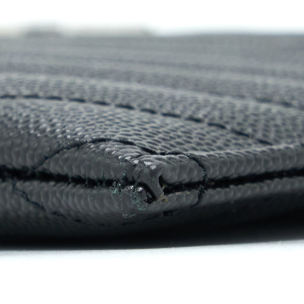 SAINT LAURENT CASSANDRA MATELASSE ZIPPED POUCH GRAINED CALFSKIN BLACK SHW