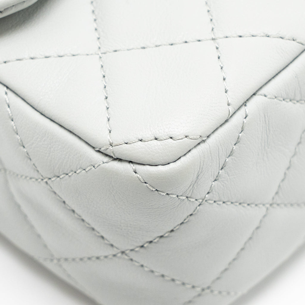 CHANEL PEARL CRUSH MINI RECTANGULAR FLAP BAG LAMBSKIN GREY GHW (MICROCHIP)