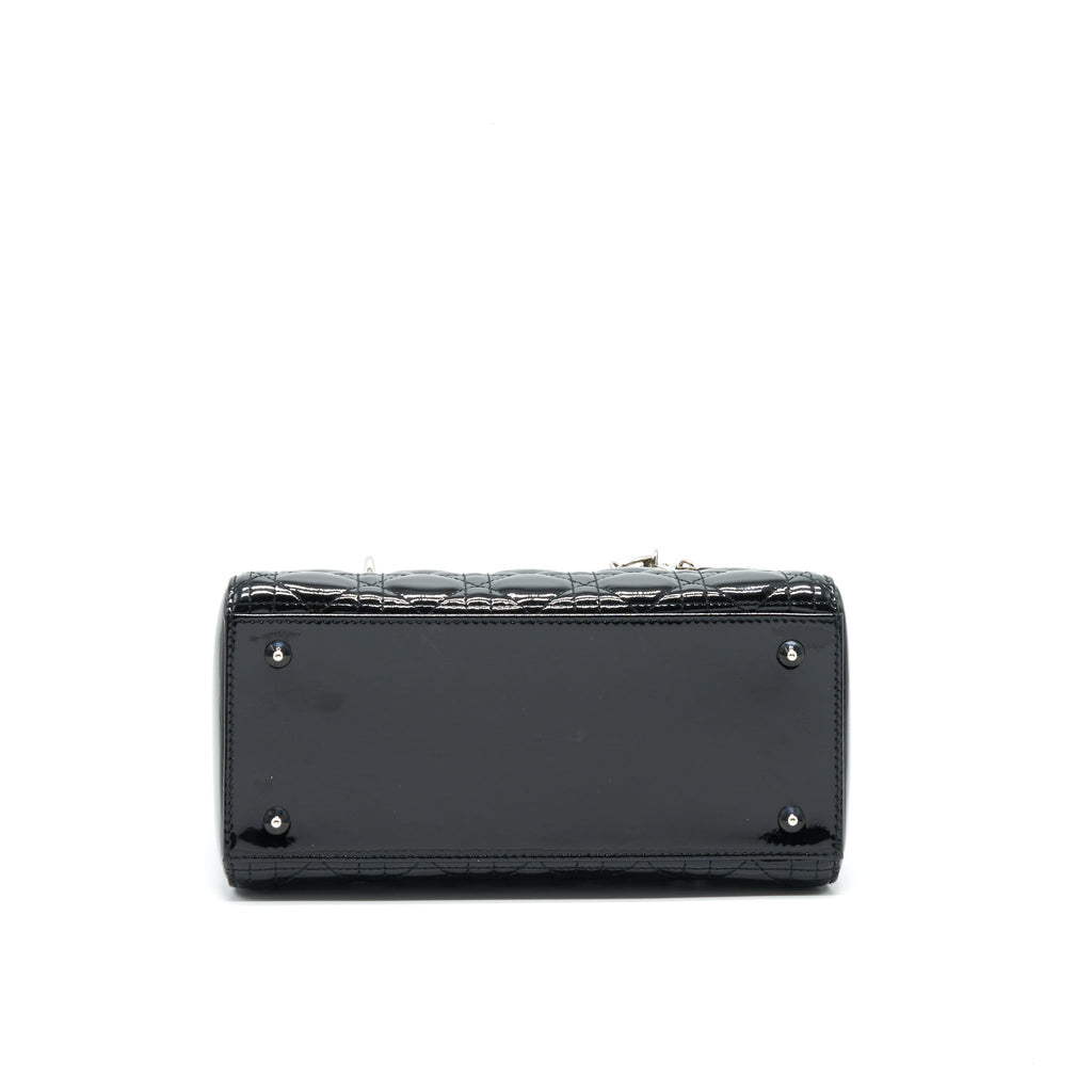 DIOR MEDIUM LADY DIOR PATENT LEATHER BLACK SHW