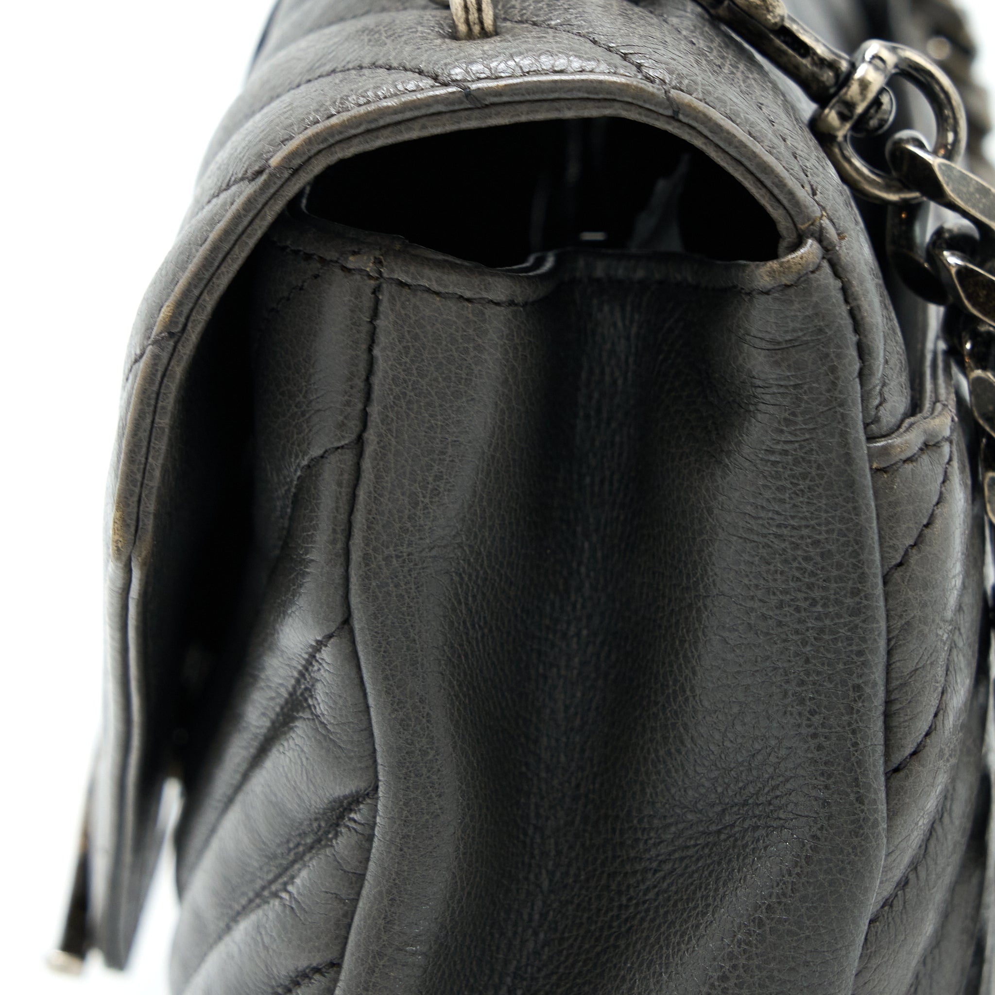 SAINT LAURENT COLLEGE BAG CALFSKIN GREY WITH RUTHENIUM HARDWARE