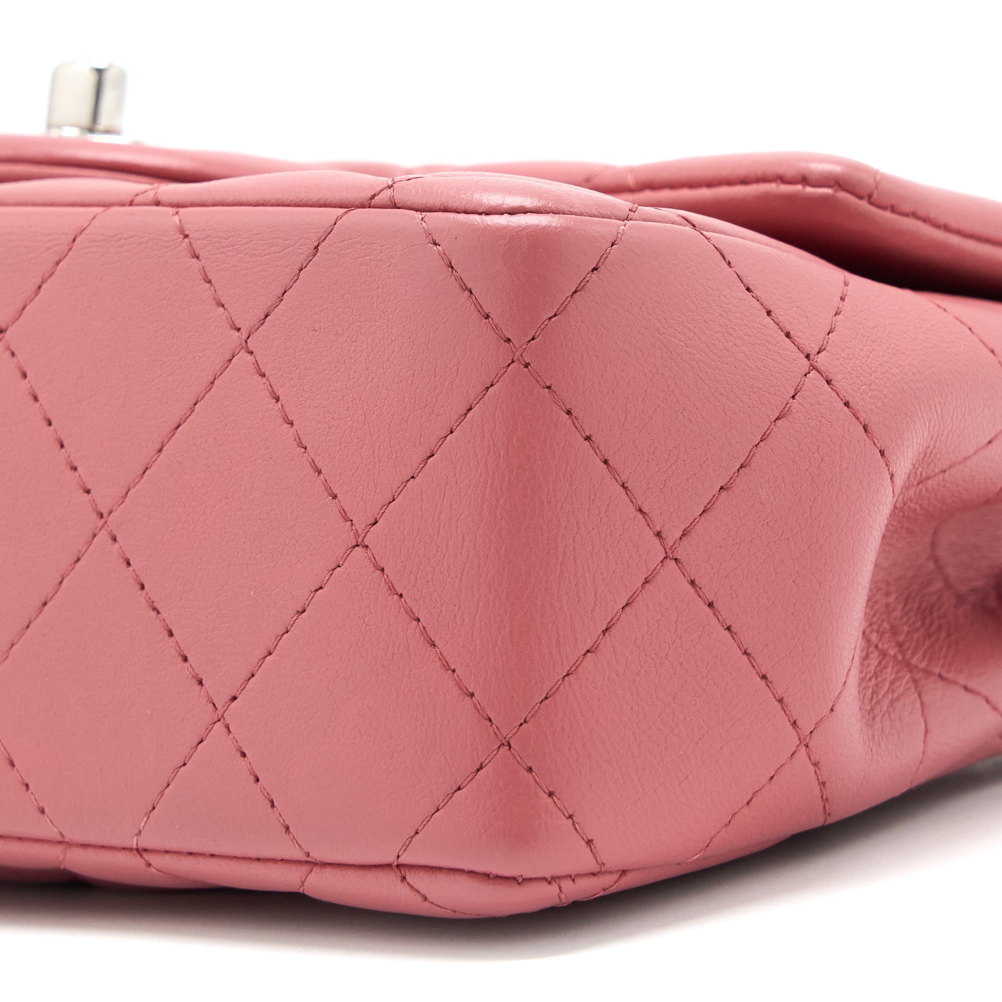 CHANEL MINI RECTANGULAR FLAP BAG LAMBSKIN PINK SHW