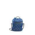 CHANEL TOP HANDLE CROSSBODY VANITY CASE DENIM BLUE BRUSHED GHW