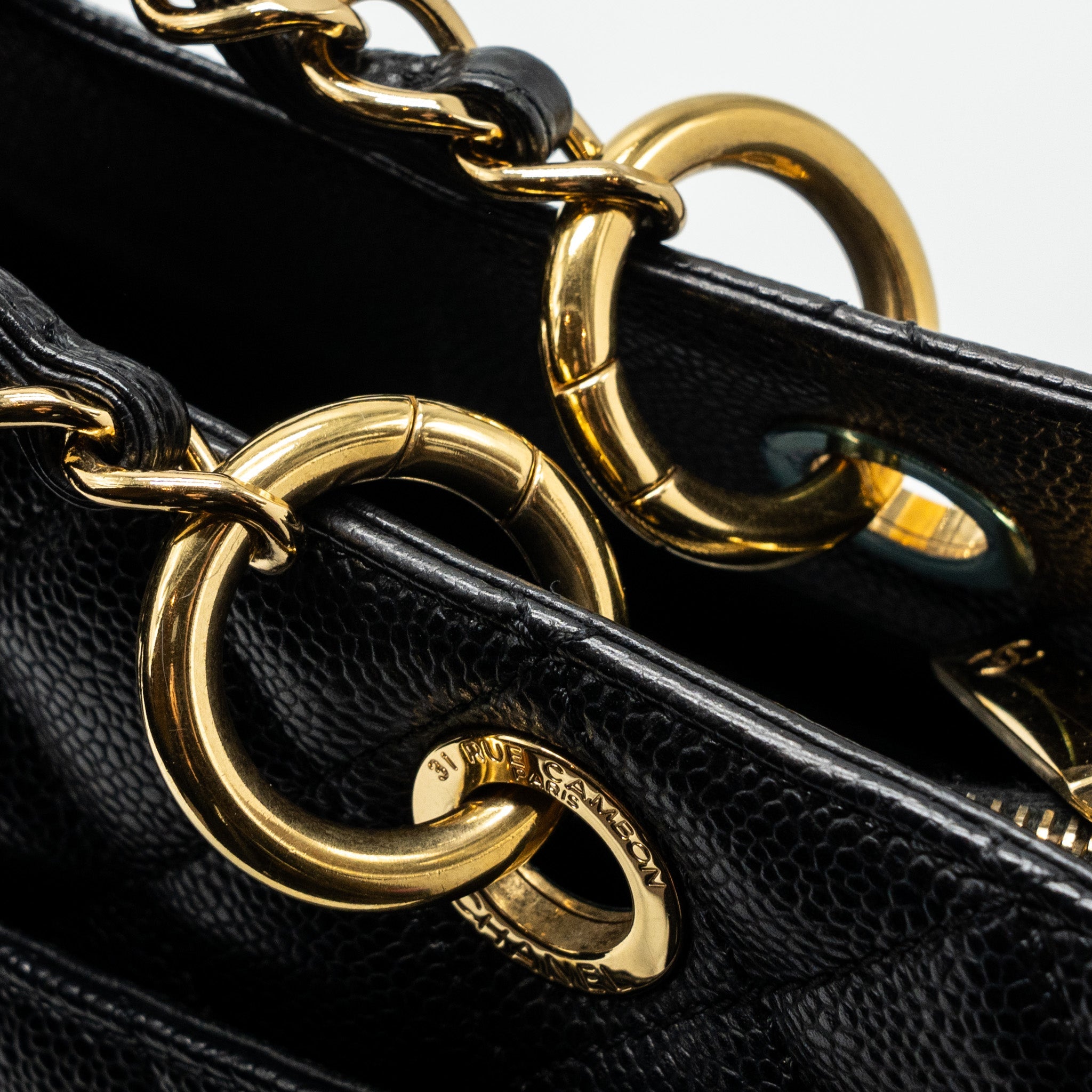 CHANEL GRAND SHOPPING TOTE CAVIAR BLACK GHW