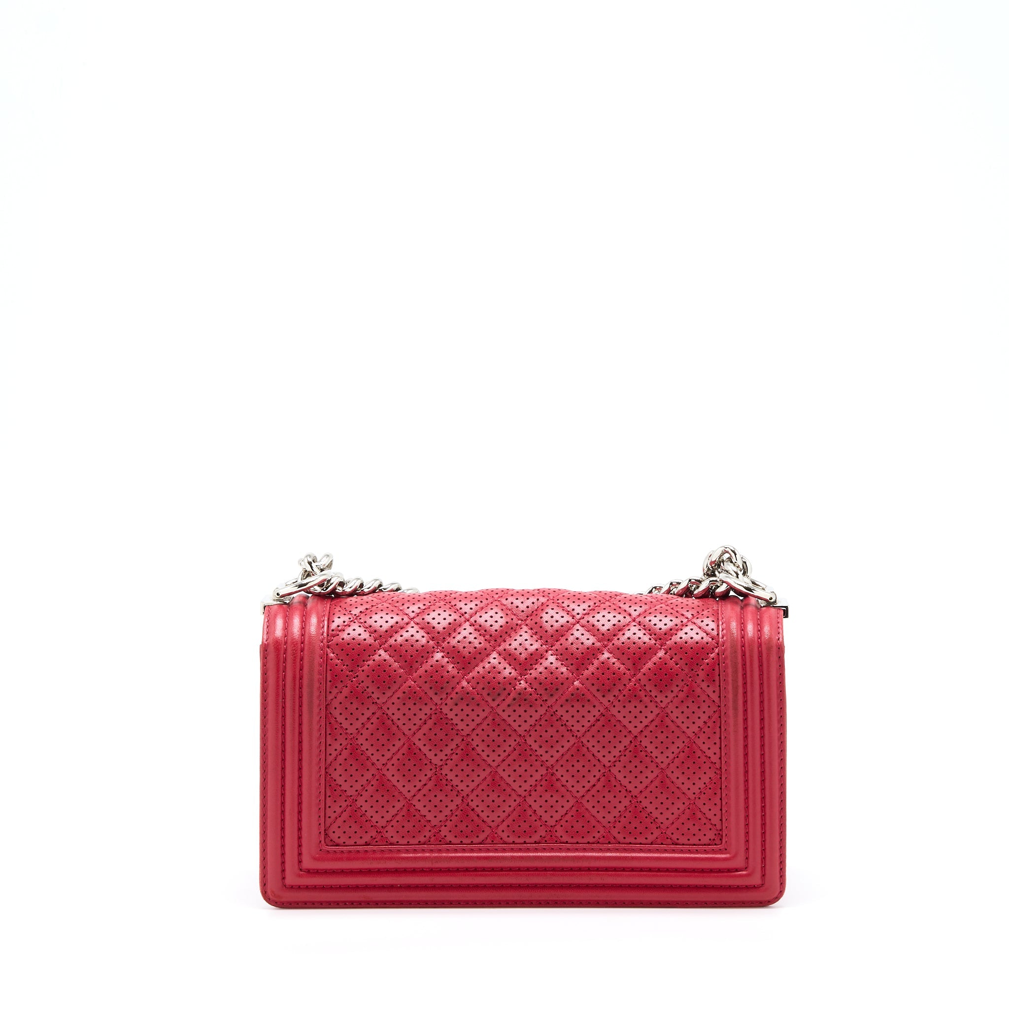CHANEL MEDIUM BOY BAG LAMBSKIN RED SHW
