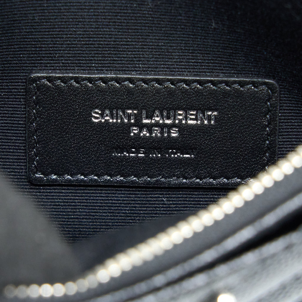 SAINT LAURENT CASSANDRA MATELASSE ZIPPED POUCH GRAINED CALFSKIN BLACK SHW