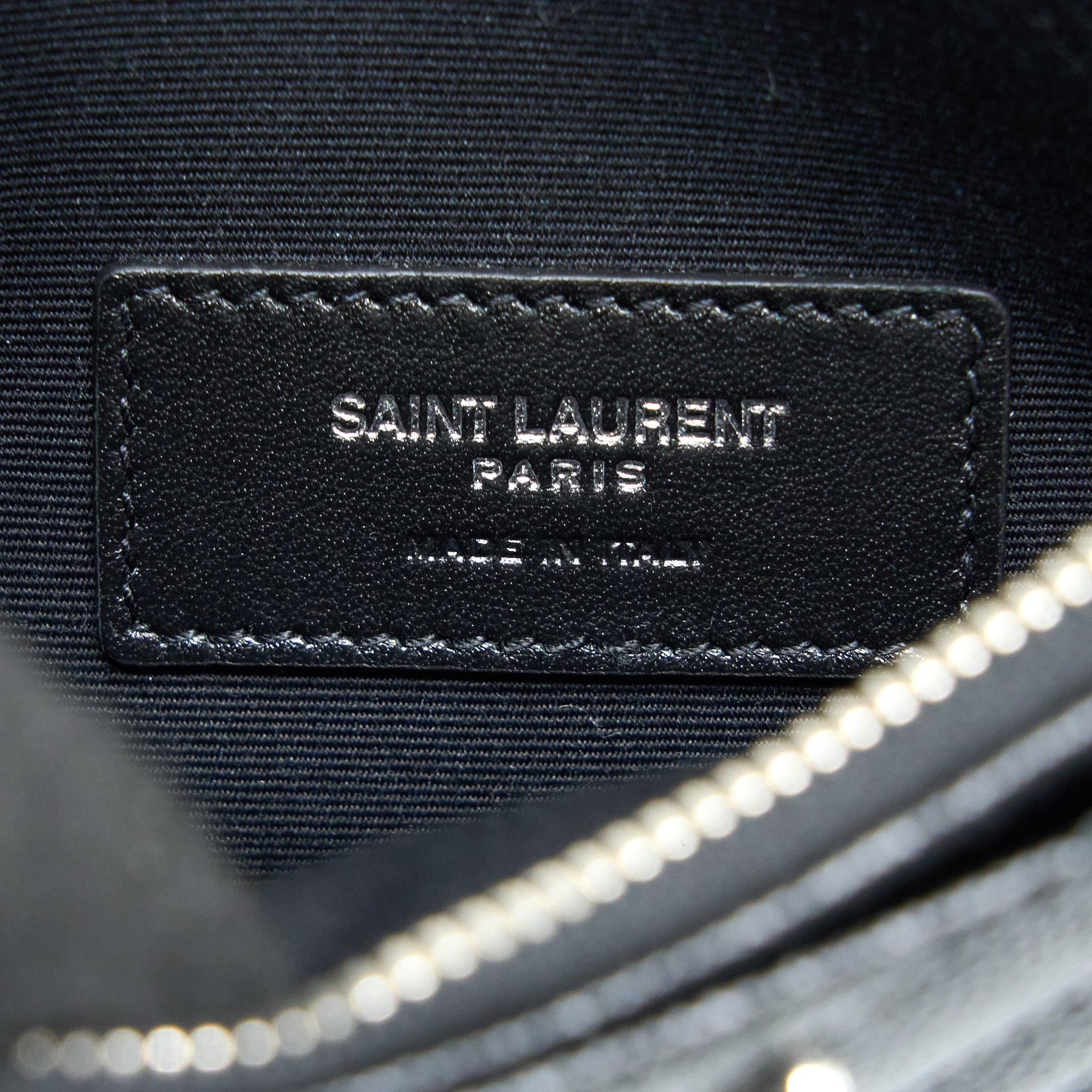 SAINT LAURENT CASSANDRA MATELASSE ZIPPED POUCH GRAINED CALFSKIN BLACK SHW