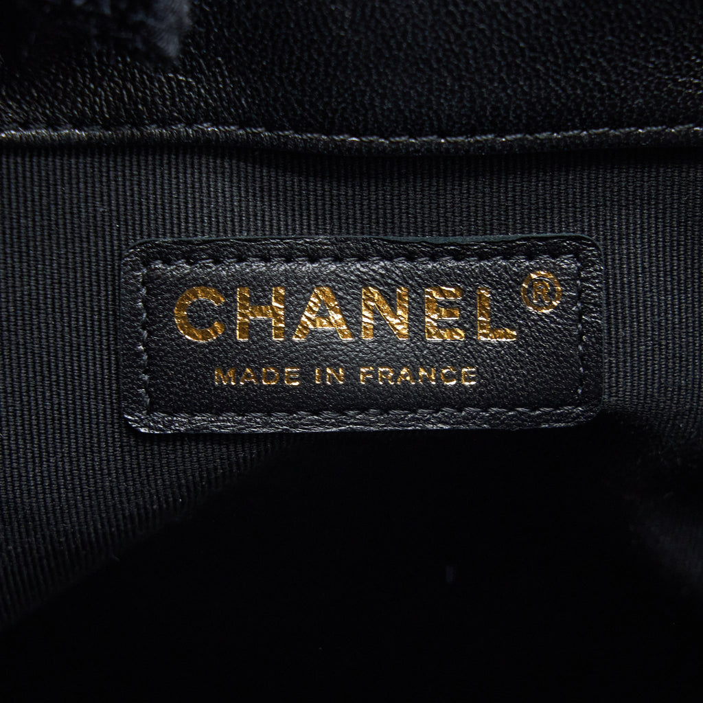CHANEL DRAWSTRING BUCKET BAG LAMBSKIN BLACK GHW (MICROCHIP)