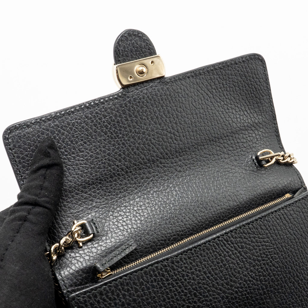 GUCCI INTERLOCKING CHAIN WALLET CALFSKIN BLACK GHW